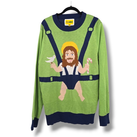 Tipsy Elves Ugly Christmas Sweater Men's XL Baby Jesus Dove Candy Cane - Picture 1 of 12